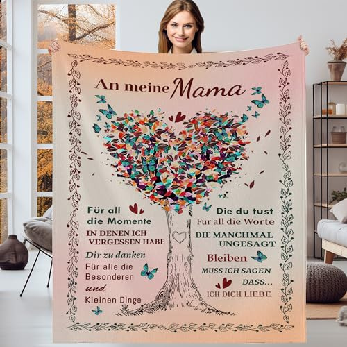 Gebiorty Geschenk für Mama Decke, Geschenk Geburtstag Mutter Geschenkideen Muttertag Geburtstagsgeschenk Muttertagsgeschenk Originelle, Kuscheldecke Mama Flauschig 130x150cm