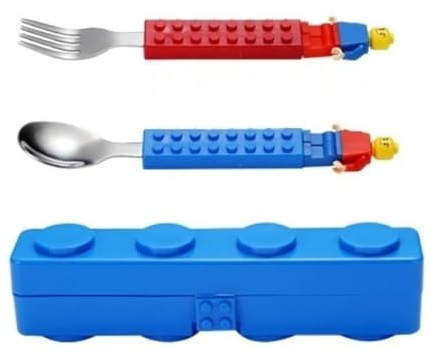 Vita Sharks Ensemble de Couverts colorés aux Couleurs Vives, fourchettes et cuillères pour Enfants. Ustensiles de Salle à Manger empilables en Acier Inoxydable. Jouez au dîner, Vaisselle pour Enfants