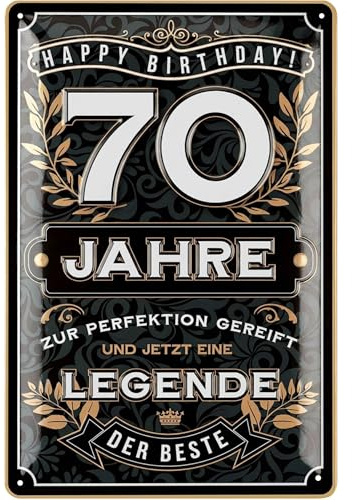 LANOLU Blechschild 70 Schild Geburtstag - 70 JAHRE LEGENDE - Deko 70 Geburtstag Mann, 70 Geburtstag Deko, lustiges Geburtstagsschild 70 als Geburtstagskarte 70 - vintage Metallschild 20x30 cm