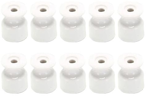 perfk 10x Accessori elettrici isolatori in porcellana Installazione semplice retrò Piccoli isolatori in ceramica per fissaggio cavi a parete, BIANCO