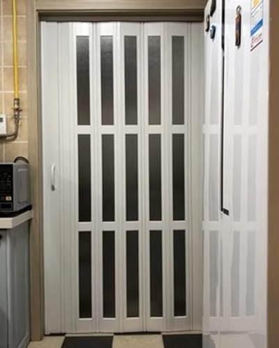 ENHEN Falttür Faltbare Falttür mit Metallschiene, Flur, Speisekammer, Türöffnung, Schrank, Französische Falttüren, Weißes, Einziehbares PVC-Fliegengitter(61x80in (155x203cm))