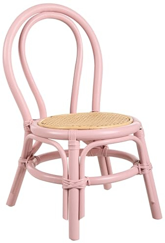 Beliani Chaise pour Enfant Boho en Rotin Siège Intérieur Chambre Salle de Jeux Rose Kalivia
