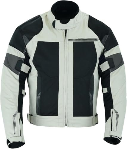 Motorradjacke Herren - Wasserdicht, Belüftet, Mit Protektoren, Reflektierend, Abnehmbare Membaren, Textil, Sommer Motorradjacke, Atmungsaktiv (DE/NL/SE/PL, Alphanumerisch, XL, Regular, Regular, Grau)