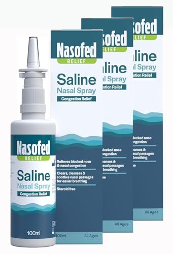 Nasofed Saline Nasal Spray, Gentle Formula, 100ml x 3 Pack | Isotonic Solution, Relief from Nasal Congestion Caused by Colds, Sinusitis, Hayfever & Allergies