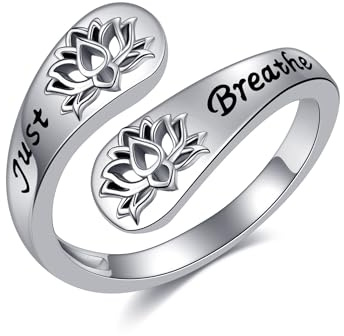 Atmen Sie einfach Ringe S925 Sterling Silber Einstellbare Lotus Ring Spirale Wrap Heilung Ringe Inspirational Schmuck für Frauen Mom Wife