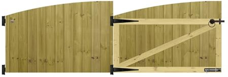 Premier Garden Supplies Made to Measure Tongue & Groove Fully Framed Arch Top Driveway Gates for Measurements Height <3ft (90cm) x Width: 244cm - 274cm +450mm Hinge Ring Latch Kit