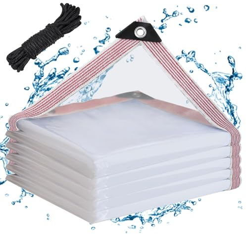 Clear Waterproof Tarp with Grommets 10x10ft,Heavy Duty Clear Vinyl Plastic Tarps for Winter Outdoor,Transparent Tarpaulin PVC Tarps Covering for Patio Henhouse Porch Canopy Plant Camping