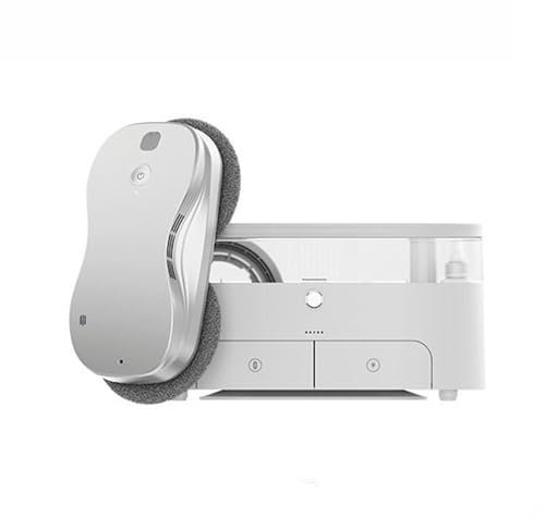 NNYCCon Robot lavavetri a spruzzo d'acqua automatico Robot per la pulizia dei vetri Ai Intelligent Path Planning Edge Detection Technology 5300pa finestre piastrelle porte in vetro,Argento,L