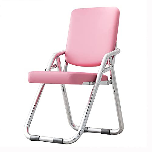 Tragbarer Klappstuhl aus Metall mit Leder gepolsterter Sitzfläche und Rückenlehne, bequemer Esszimmerstuhl, Klapphocker für Büro, Konferenzraum, Basics Stuhl für Reisen und Veranstaltungen