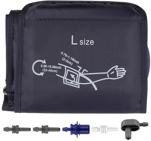 Blutdruckmanschette, großer Armumfang, 22–48 cm, tragbare Manschette für automatisches Blutdruckmessgerät, verstellbare Ersatz-Oberarmmanschette für ältere Menschen, Zuhause, Erwachsene, Kinder, Blau