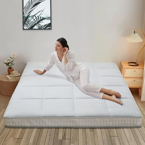 Obqer Futon Matratze klappmatratze 150x200 cm Japanische Bodenmatratze Faltbare matratze Dicke 10cm Atmungsaktive Bodenliege Gästebett für Camping Couch (Grau)