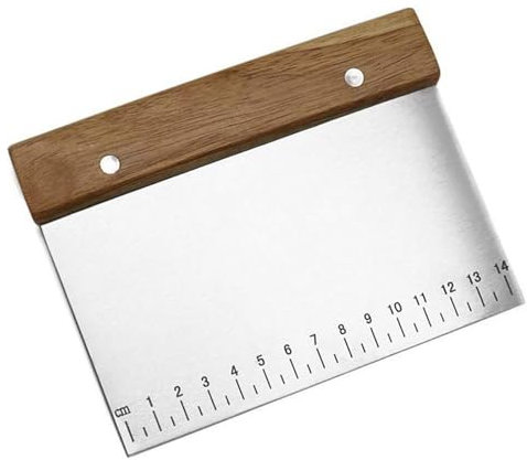 Dough Bench Scraper, Stainless Steel Dough Pastry Scraper Cutter Chopper with Non-Slip Grip and Measurements for Kitchen Baking Tools