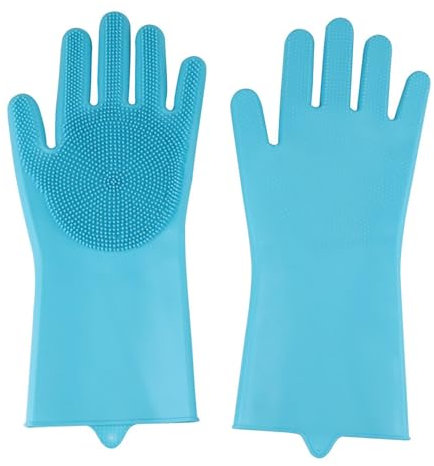 SXTYYH 2 Paare Putzhandschuhe, Küchenhandschuhe Zum Spülen Von Geschirr Wasserdicht Gummihandschuhe, rutschfest Haushaltshandschuhe for Gartenarbeit, Arbeiten, Haustier(Blau)