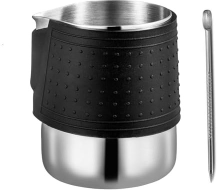 WENYOG Pot à Lait Pichet à Mousse de Lait en Silicone en Acier Inoxydable, pichet à café Expresso, pichet à Vapeur, Barista Craft Latte Cappuccino, 350 600ml(350ml)