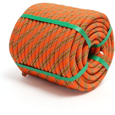 XINSHUNCAN Climbing Rope, 1/2 Inch x 200 Feet Double Braided Arborist Rope Polyester for Outdoor, Climbing, Hiking, Swing, Tree Work, Halyard, Sailing etc(Orange)