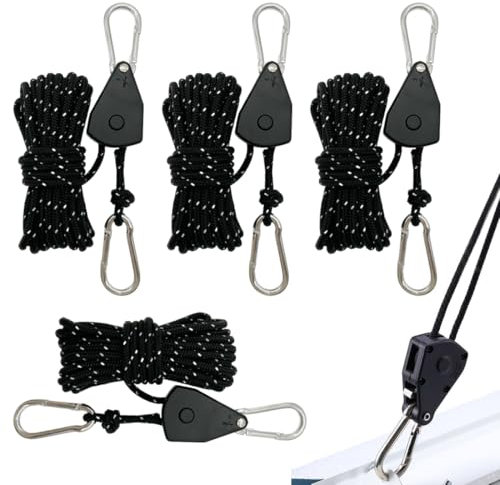 WUSJCOF 4 Pezzi di Corde Riflettenti con tenditore a cricchetto 4m 4mm per Tenda, Corda da Campeggio, cricchetto per Campeggio, Tenda, Telo ombreggiante, Outdoor