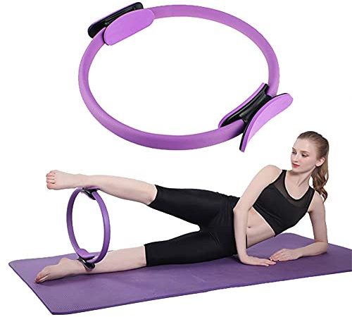 Anneau de Pilates 2025 – Double poignée d'exercice cercle magique de remise en forme de cercle magique anneau de résistance double prise pour entraînement de yoga – 30,5 cm (violet)