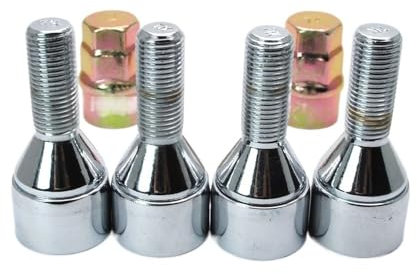 BASPHHH écrou Jante Compatible avec Trumpchi pour GS4 pour GS8 4 boulons 2 clés M12x1.25x28mm 1.25 boulons de Verrouillage de Roue Argent antivol