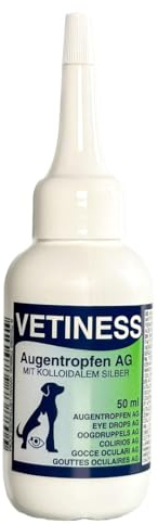 vetiness Collyre Chien et Chat 50 ML - Gouttes Oculaires - Nettoyant Yeux Chien Oculaire Doux et Apaisant avec Argent Colloïdal pour Soins Quotidien