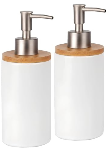 Pyuyan 2 Stück Seifenspender aus Keramik, 400ml Seifenspender | Lotionspender aus Keramik, Seifenspender, mit Pumpe, für die Shampoo, Körperreinigung, Handseife, Waschmittel usw