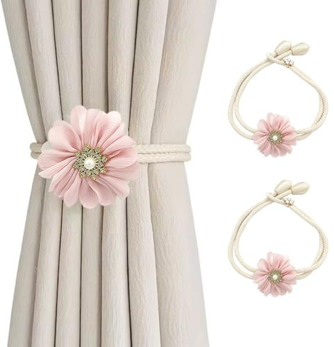 Embrasses de Rideaux,2 Pinces a Rideaux a Fleurs pour Rideaux Fixes Extérieurs,à Domicile Ou Au Bureau