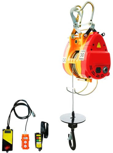 SRFTT 230 kg/507 lbs elektrischer Hebekran mit 30 m Seil und kabelgebundener Fernbedienung, tragbare Hebewinde, Fernbedienung, automatischer Hebevorgang, 250 kg 30 m