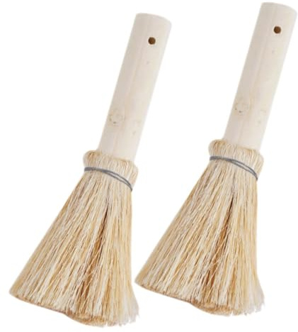 PRETYZOOM Palm Dish Brush 2pcs Coconut Fibre Kitchen Dish Brush with Extended Ergonomic Wooden Handle Oil-resistant Bristles Pots and Pans