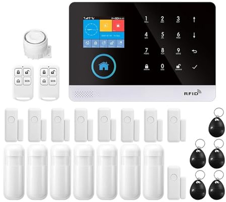 WIFI GSM Wireless Smart Burglar Security Alarm System DIY Kit With Door Sensor And PIR Motion Sensor Work(L)