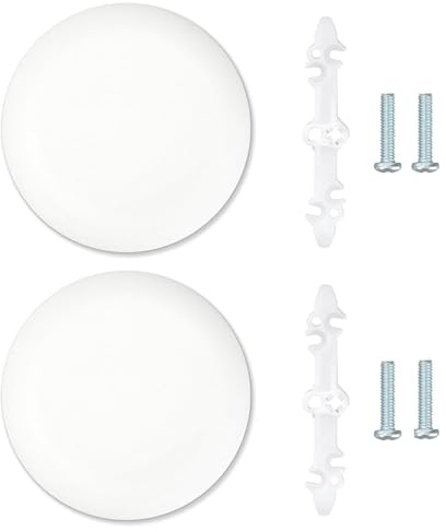 2 Pcs Ceiling Hole Covers, CP3540 Ceiling Cover Plate for 3-1/2 to 4 Holes, White Circular Ceiling Cover Plates, Round Paintable Blank Plates with Mounting Brackets & Screws, Hide Ugly Wall Hole