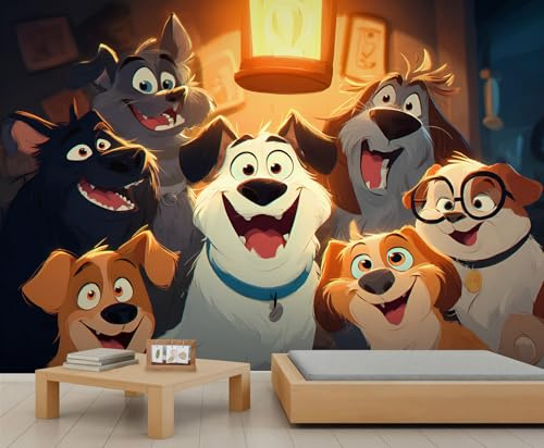 Kinder-Tapete mit niedlichem Welpen-Motiv, lustiger Hund, Jungen, Cartoon-Tier-Wandtapete für Kinderzimmer, Wohnzimmer, 500 x 350 cm