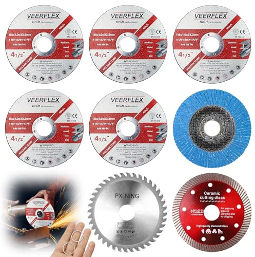 Trennscheiben 115, 8 Stück Trennscheibe Metall, Winkelschleifer Scheiben 115, 115mm Trennscheibe mit 22.23mm Bohrung, zum Schneiden von Metall, Stein, Holz, Keramik, Fliesen und Schleifen