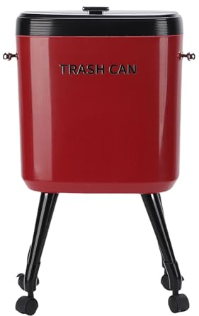 Phefop Bote de Basura de Cocina Estrecho de 15 Litros con Patas, Cubo de Basura Fácil de Mover para Espacios Reducidos, Tapa Abierta Deslizante, Sala de Estar (rojo)