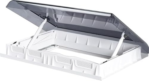 MAXXAIR Dachhaube Skymaxx Plus LX, Grau/Weiß, Kunststoff, 70 x 50 cm, mit LED-Beleuchtung, Manuelle Bedienung, für Dachstärke 23-42 mm, mit Verdunkelungsrollos