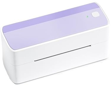 CCZRD Impresora De Etiquetas Térmicas con Bluetooth, 118mm, Portátil Postales Dirección, Ampliamente Utilizada Impresión Rápida Nítida Cada Etiqueta(White Purple)