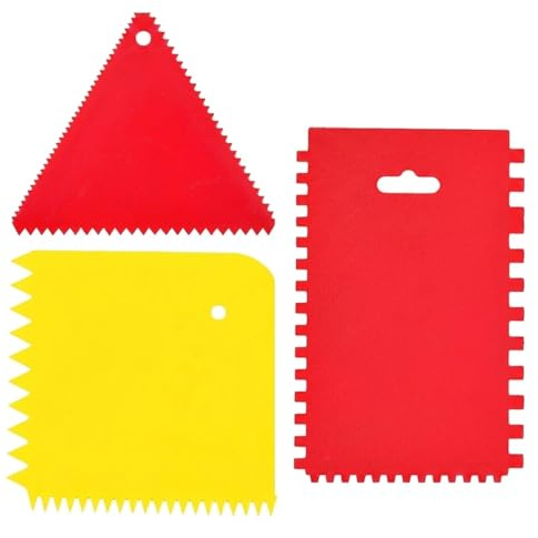NIYATA 3x Spatules Raclette Plastique, Peigne Carrelage, Peigne à Colle Crénelé, Grattoir Peinture, Spatule Enduit