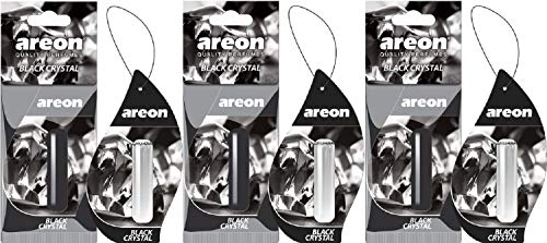 Areon liquido deodorante per auto appeso ciondolo in cristallo nero profumo di lunga durata Home 3D 5 ml multi pack – Set di 3