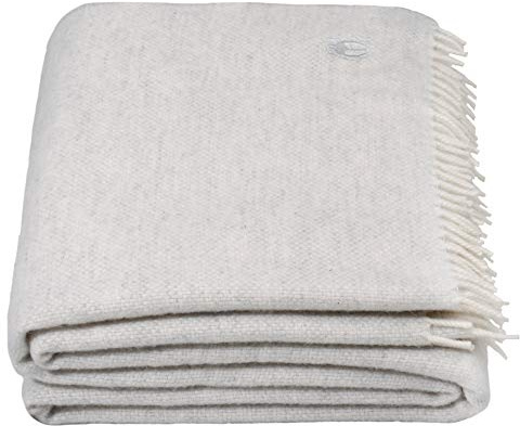 Must Relax-Decke – Wolldecke – hochwertiges Plaid aus reiner Schurwolle mit Fransen – 130x190 cm – 010 offwhite – von ’zoeppritz since 1828’