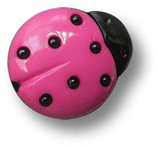 8er Set zuckersüße Kinderknöpfe aus Kunststoff: Pinker Marienkäfer. Ø: ca. 12x14mm.