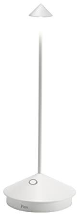 Zafferano, Pina Pro Lampe, Wiederaufladbare und Kabellose Tischlampe mit Touch Control, Geeignet für den Innen- und Außenbereich, Dimmer, 2700 K, Höhe 29 cm, Farbe Weiß