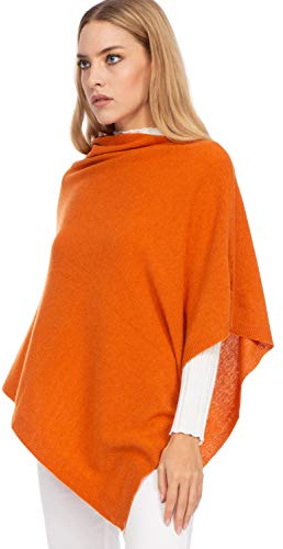 Marine Cashmere - Poncho in Misto Cashmere da Donna, Delicato e Morbido Filato in Cashmere, Made in Italy (Coccio)