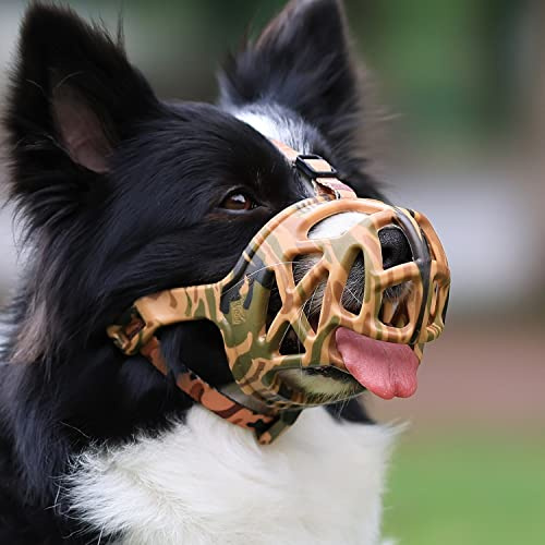 Hundemaulkorb, bedruckter Maulkorb für kleine, mittlere, große Hunde, Dackel, Beagle, Deutscher Schäferhund, atmungsaktiv, verhindert Beißen, Kauen, Fremdkörperaufnahme, ermöglicht Hecheln und Trinken