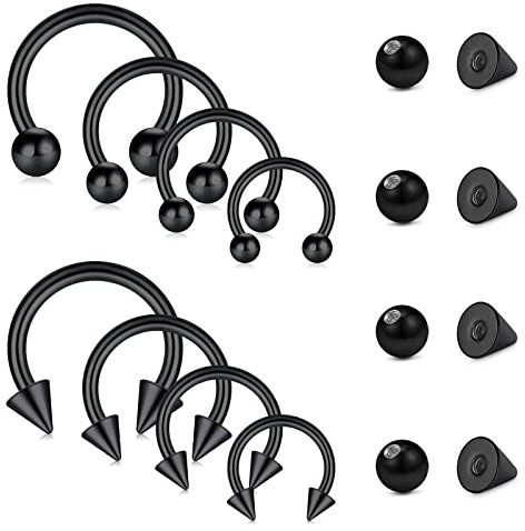 Funseedrr Hufeisen Nasenpiercing Septum Ring Ersatzkugeln Set Edelstahl 16G 6/8/10/12 Lippenpiercing Tragus Helix Ohr Piercing Schmuck