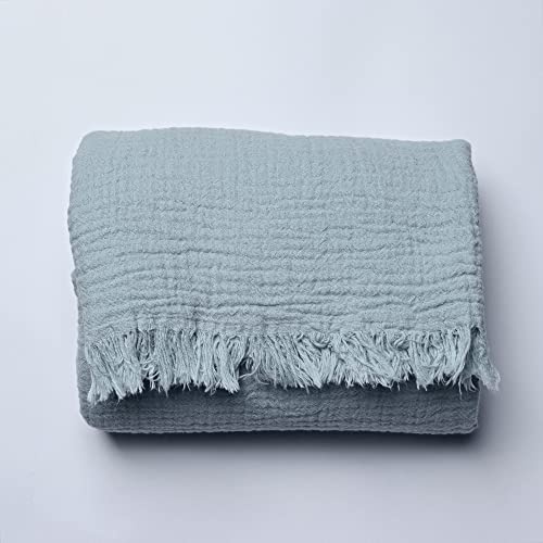 Musselin Handtücher für Erwachsene, Premium 100% türkische Baumwolle Musselin Hamamtücher für Bad, Strand, Spa, Pool-Übergröße-Large-Extra Soft-Quick Dry (Eisblau, 1)