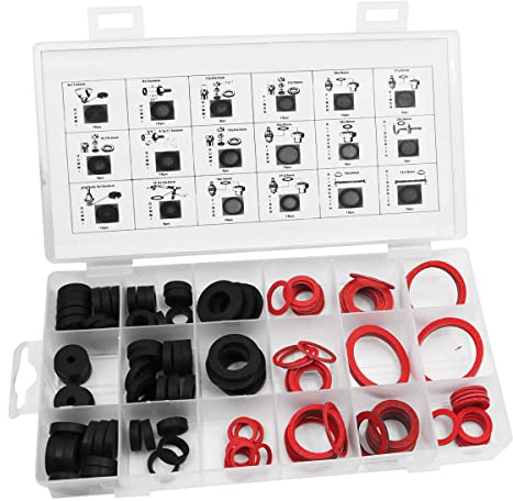 141 Stück NUZAMAS O-Ring-Unterlegscheiben, Sanitär-Ring-Set 1/2 3/8 3/4 1 1-1/4 1-1/2 insgesamt 18 Größen, in Sortierbox Dichtungssatz Öldichtung O-Ring-Dichtung Ringe Gummidichtungen