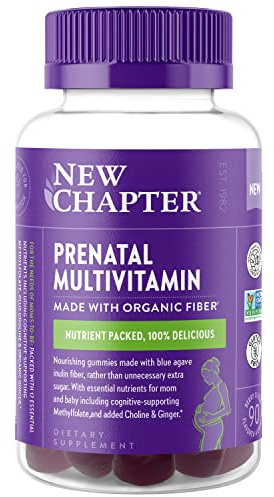 New Chapter Prenatal Multivitamin Gummies – 67% Less Sugar, Prenatal Gummies for Mom & Healthy Baby with Methylfolate, Vitamin D3, Choline + Ginger, Non-GMO, Gluten Free, Berry Citrus, 90ct
