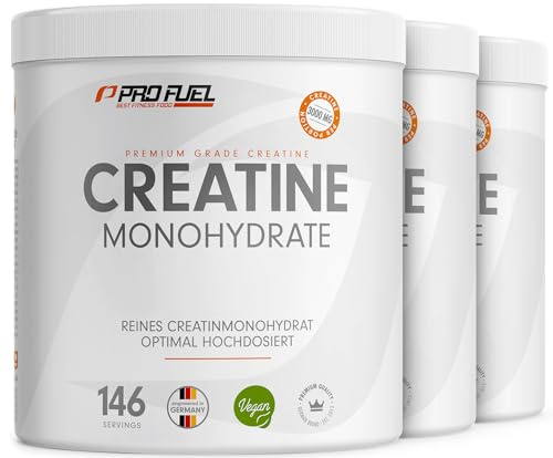 Creatin Monohydrat Pulver 1500g - Kreatin Monohydrat in mikronisierter Qualität - Creatine-Monohydrate optimal hochdosiert - reines Creatin-Pulver ohne Zusätze, 100% vegan - für 438 Anwendungen 3x500g