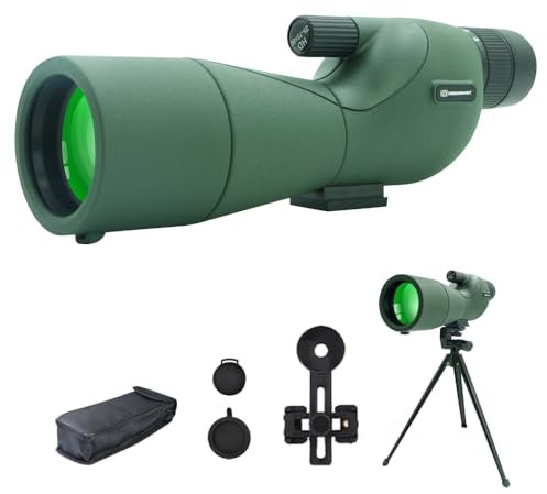HuanQiuSensmart Miras de detección con trípode, caza, ángulo, impermeable, alcance de tiro de rango, con adaptador de teléfono, compacto, para tiro de objetivo, observación de aves, vida silvestre
