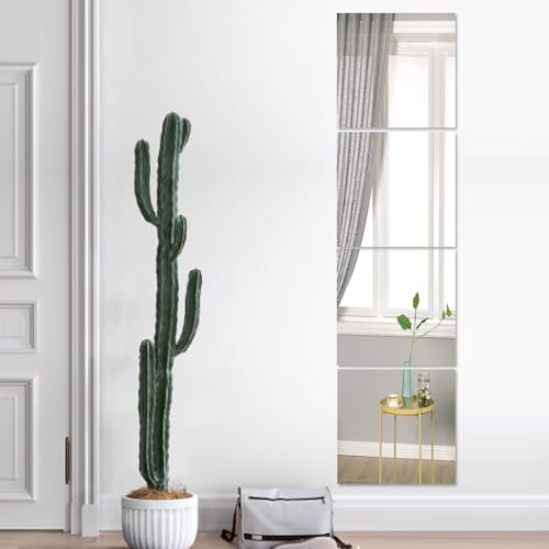 MCLEULLA Acryl-Spiegel-Aufkleber für Wände, 35 x 35 cm, 4 Stück, Plexiglas, Bruchsicher, Selbstklebend, Wandmontage, Groß, für Heimtraining, Fitnessstudio, Flurfliesen