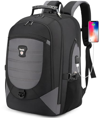 Tzowla Reiserucksack Laptop Rucksack Herren Damen,17,3Zoll Notebook wasserdicht Anti-Diebstahl TSA freundliche Rucksäcke mit Schloss und USB-Ladeanschluss,Uni Arbeit Büchertasche Tagesrucksack