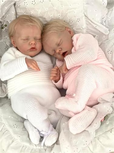 ZeroPam Reborn Zwillinge 45cm Lebensreal Baby-Puppen wie Echte mit Haaren